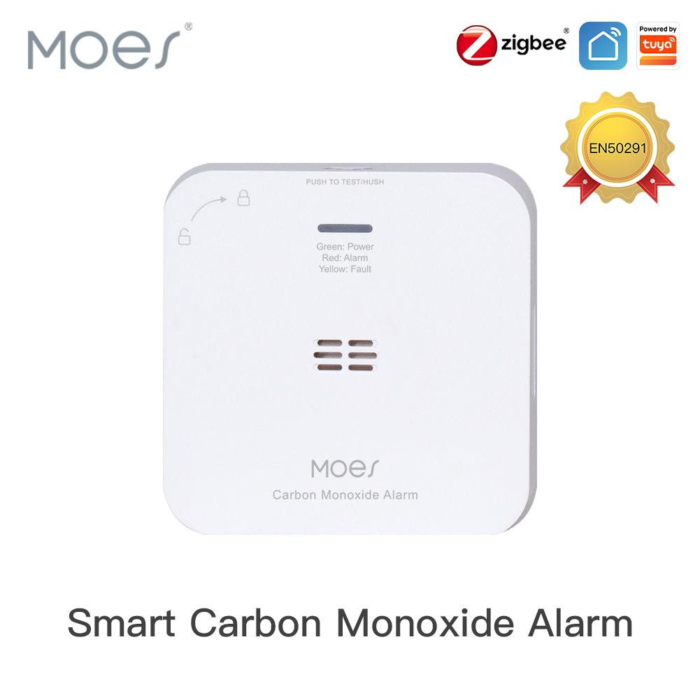 MOES ZigBee CO Detector Tuya Smart Carbon Monoxide Gas Alarm Sensor Wireless Household Leak Siren Smart Life App Phone Alerts CO Detector
