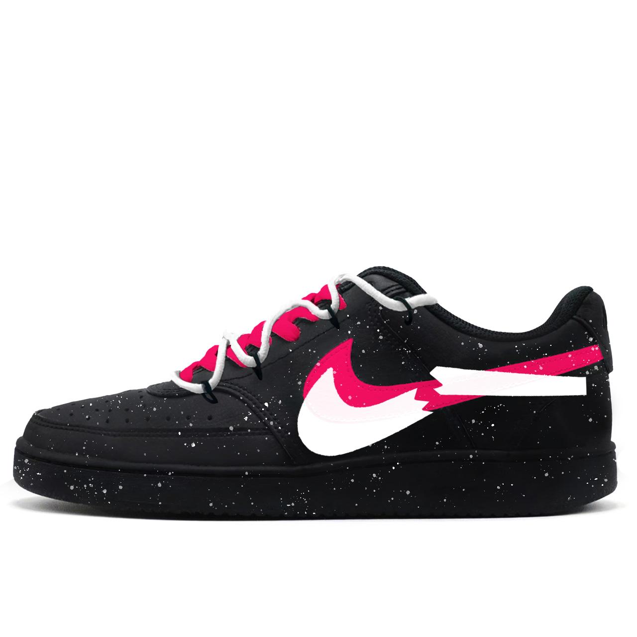 

Nike Court Vision 1 Rose Red Starlight Synthetic Leather Low top Skateboard Shoes Unisex Black Pink FZ0630-010(Team275-) 42.5
