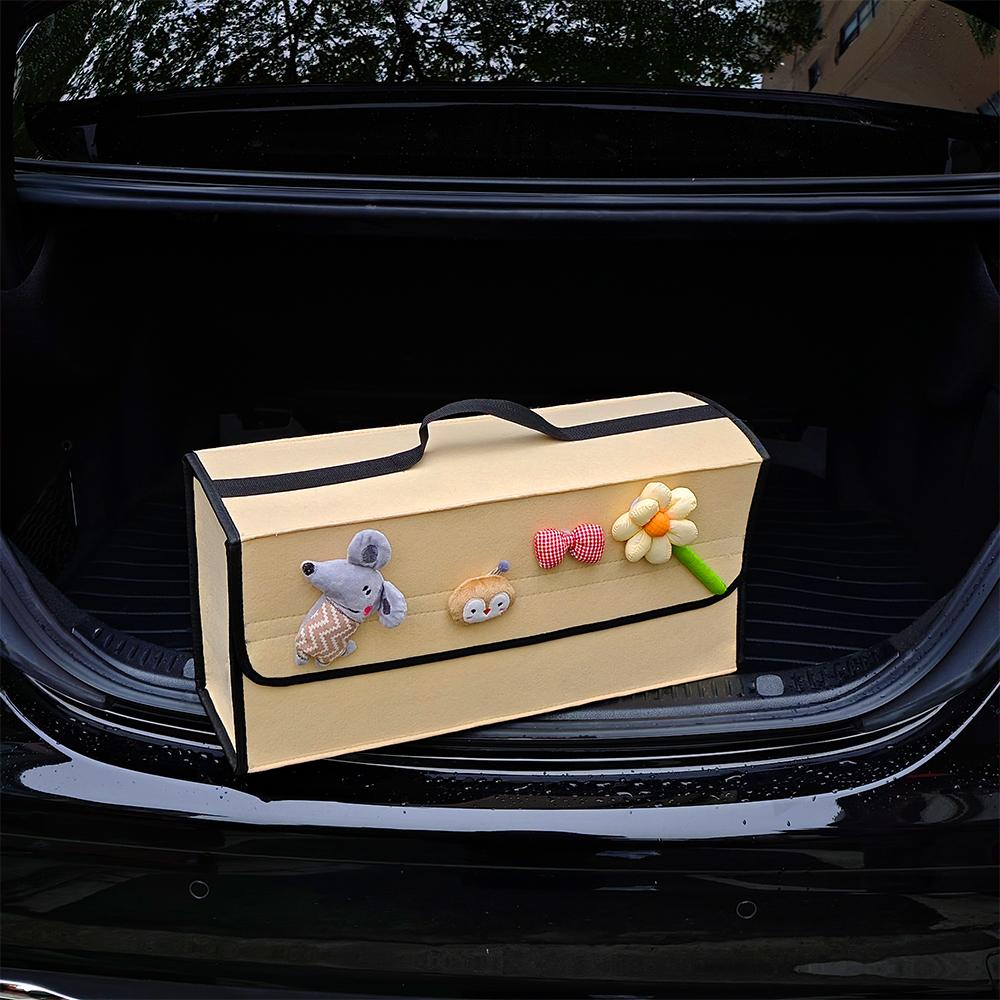 Large Anti-Slip Boot Storage Organizer Soft Felt Car Trunk Organizer with Compartments Tool Bag Accessory for Vehicle