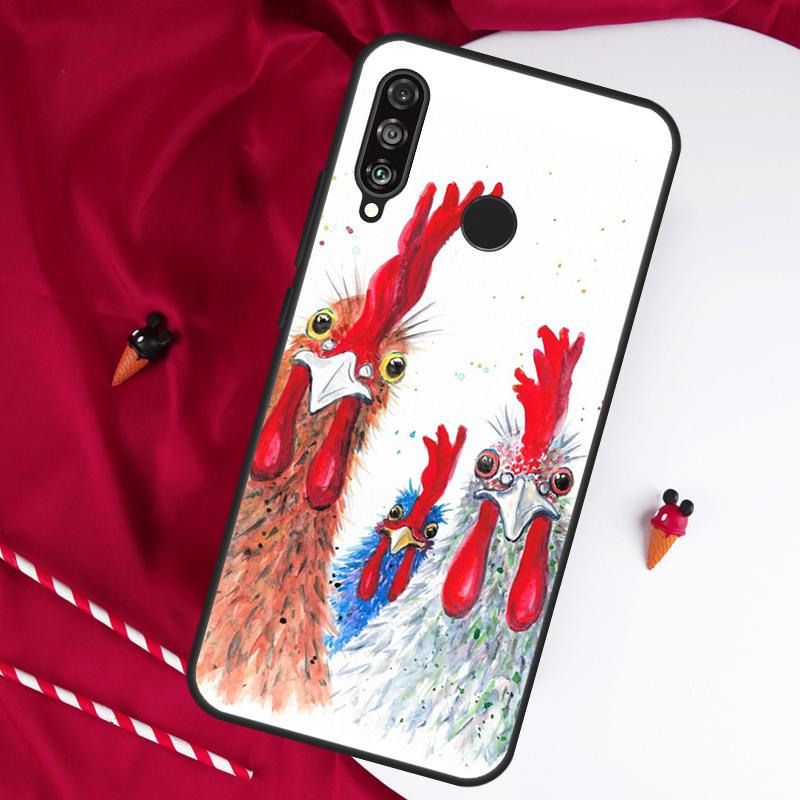 Chicken Hen Rooster For Huawei Nova Y61 Y91 Y90 Y70 Y60 Y72 12s 12i 11i 7i 8i 9 10 SE P60 Pro P30 P40 Lite Case