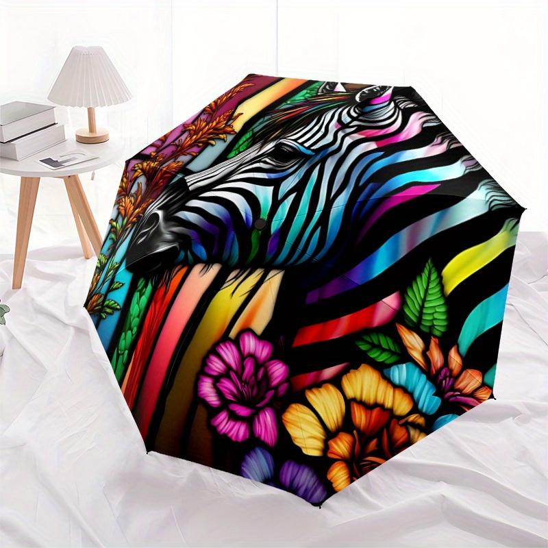 1pc Colorful Zebra Automatic Open/Close Umbrella, Portable Folding umbrella for Everyday Use yy250826076