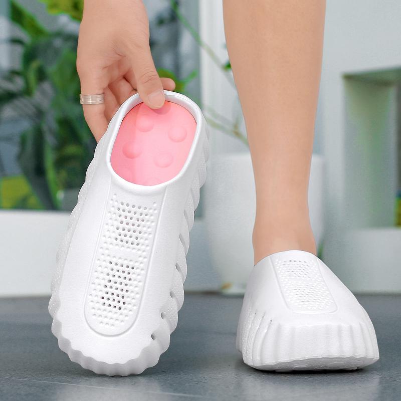 TUINANLE Damen Mode Sandalen Paar Geschlossene Zehen Dicke Plateau Sommer Rutschfest Weich EVA Unisex Innen Badezimmer Hausschuhe Flip Flops