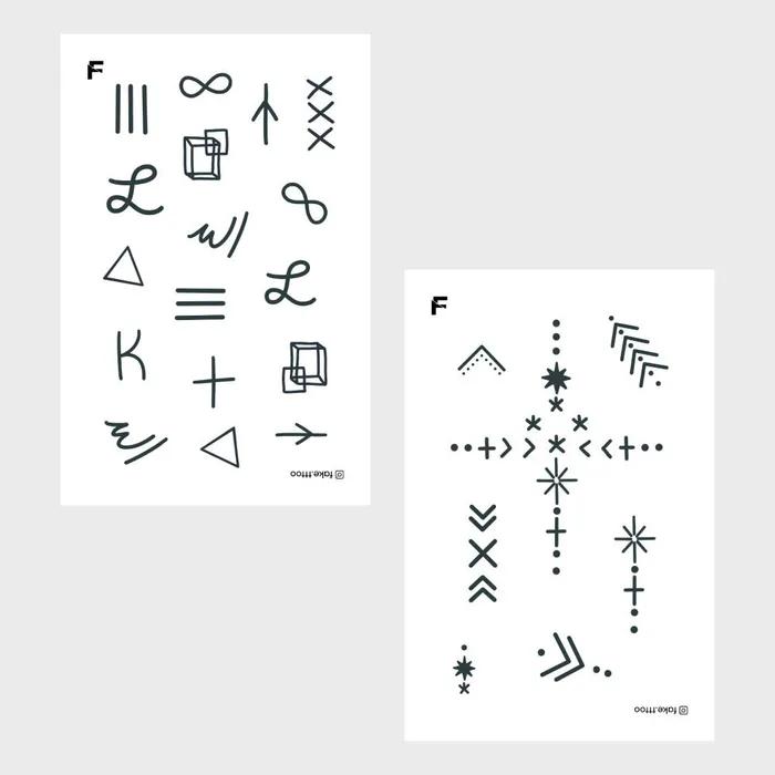 Hieroglyphs & Arrows Tattoo Sticker Best 2-piece Set