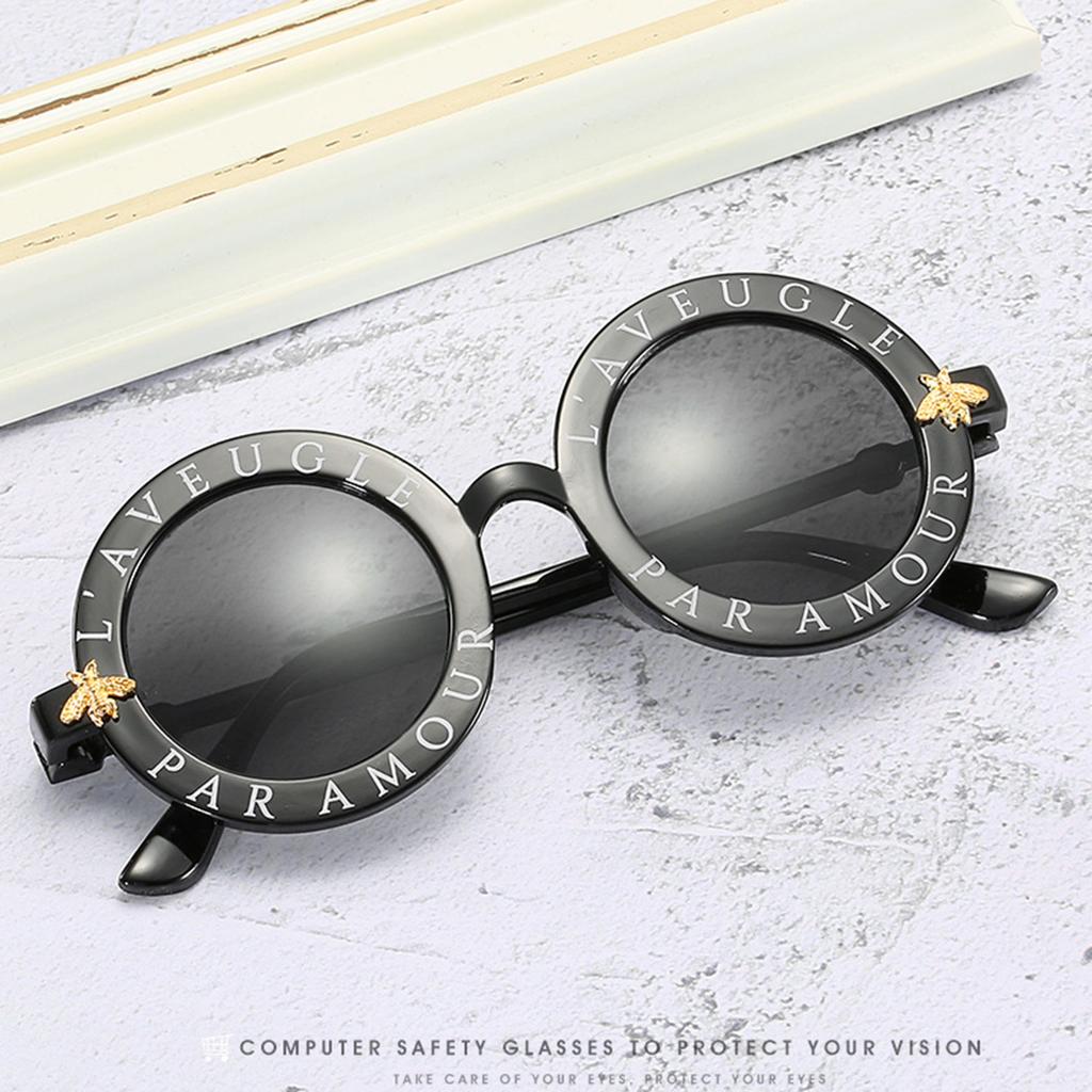European and American Trends New Sunglasses Ladies Round Frame Burt's Bees Sunglasses Fashion Letters Online Celebrity Glasses.
