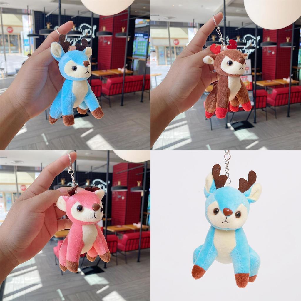 Plush Doll Reindeer Keyring With Silver And Gold Keychain For Decoration Festive