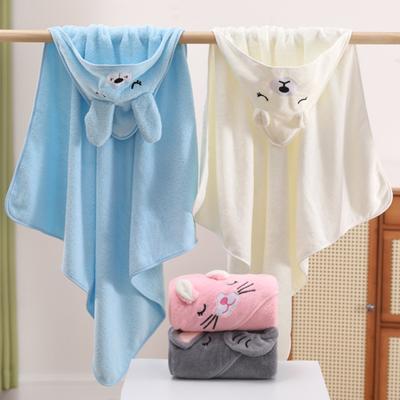 Hooded Baby Bath Towel Coral Fleece Quick Water Absorbent Cartoon Animal Design