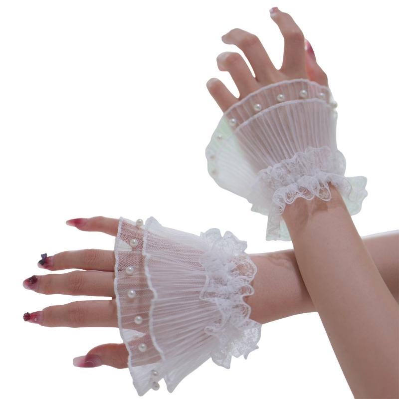 Artificial Pearls Lace Arm Sleeves Faux Cuff Sleeves For Women Photography Wear