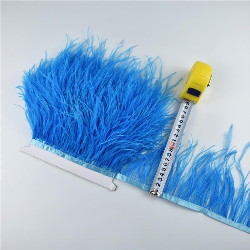 1Meters Ostrich Feathers On Tape Fringe Trim Ribbon 10-15Cm 4-6" Long White Feather Trims Decor For Clothes Flecos Decoration