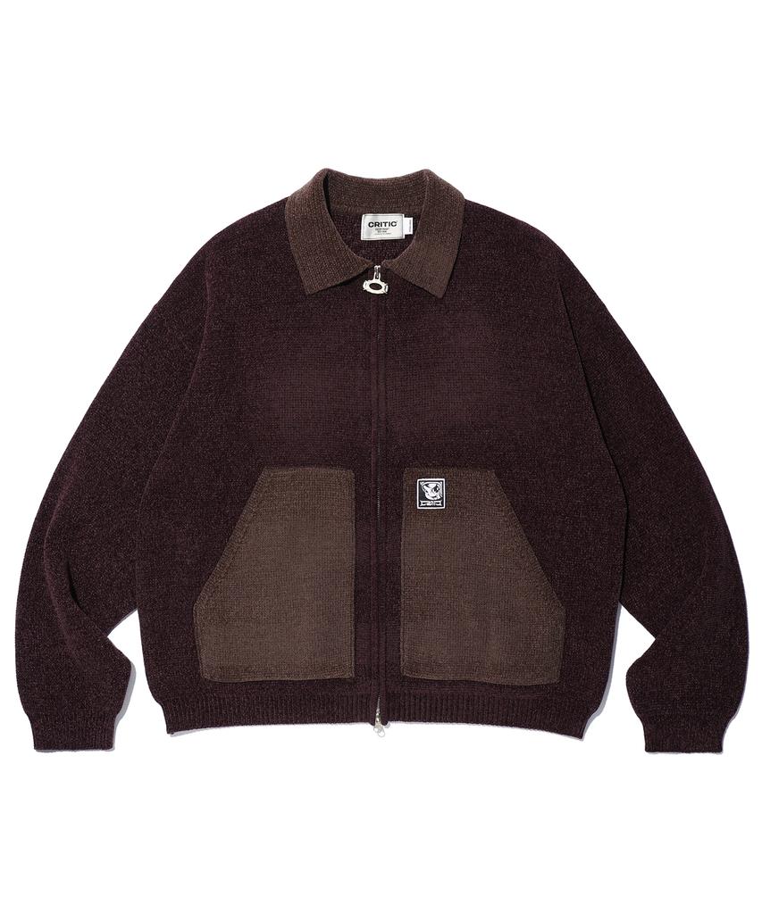 CRITIC Work Jacket Knit Zip Up Purple