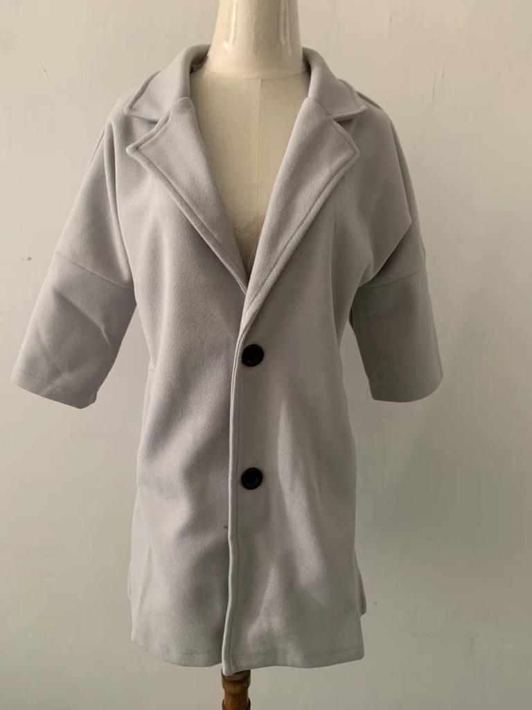 Women's Autumn/Winter Seven-Sleeve Button Lapel Pocket Wool Coat