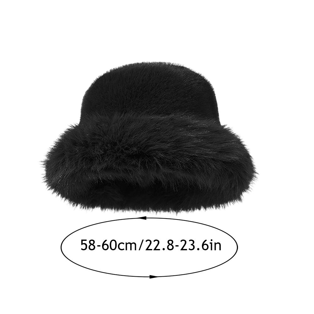 Fluffy Fur Bucket Hat For Women Soft Fluffy Fisherman Hat Thicken Ear Protection Women's Winter Hat Cold Snowy Day Panama Cap