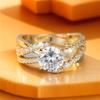 Cute Female White Zircon Stone Ring Gold Color Engagement Charm Wedding Jewelry For Women