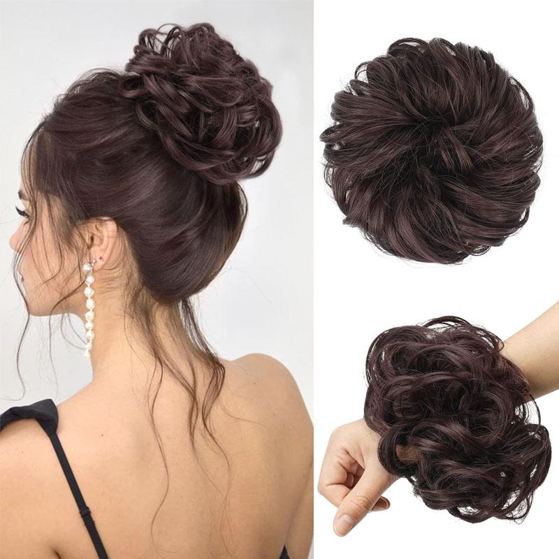 Unordentlicher Dutt Haarteil Wellige Synthetische Haargummis für Sofortiges Volumen Elastische Dutt-Pferdeschwanz-Haarverlängerungen Dicke Haarteile für Frauen