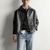 Original European and American fashion men's PU leather jacket/lapel short jacket black imitation leather loose coat