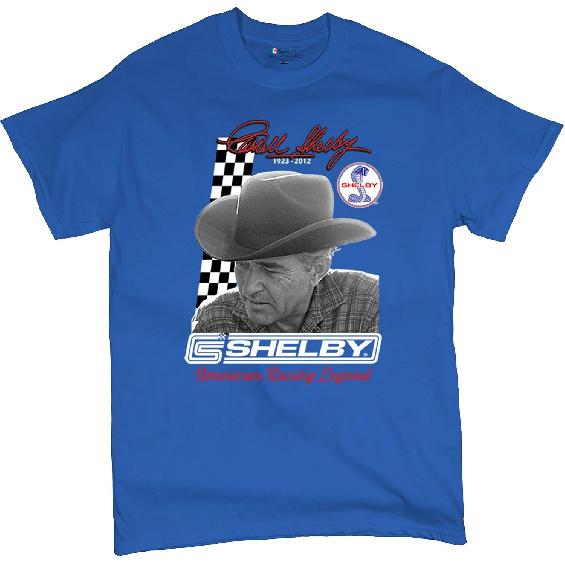 Carroll Shelby Signature T-Shirt GT500 Mustang Muscle Car American Racing Legend Lives Powered by Ford Men's Tee