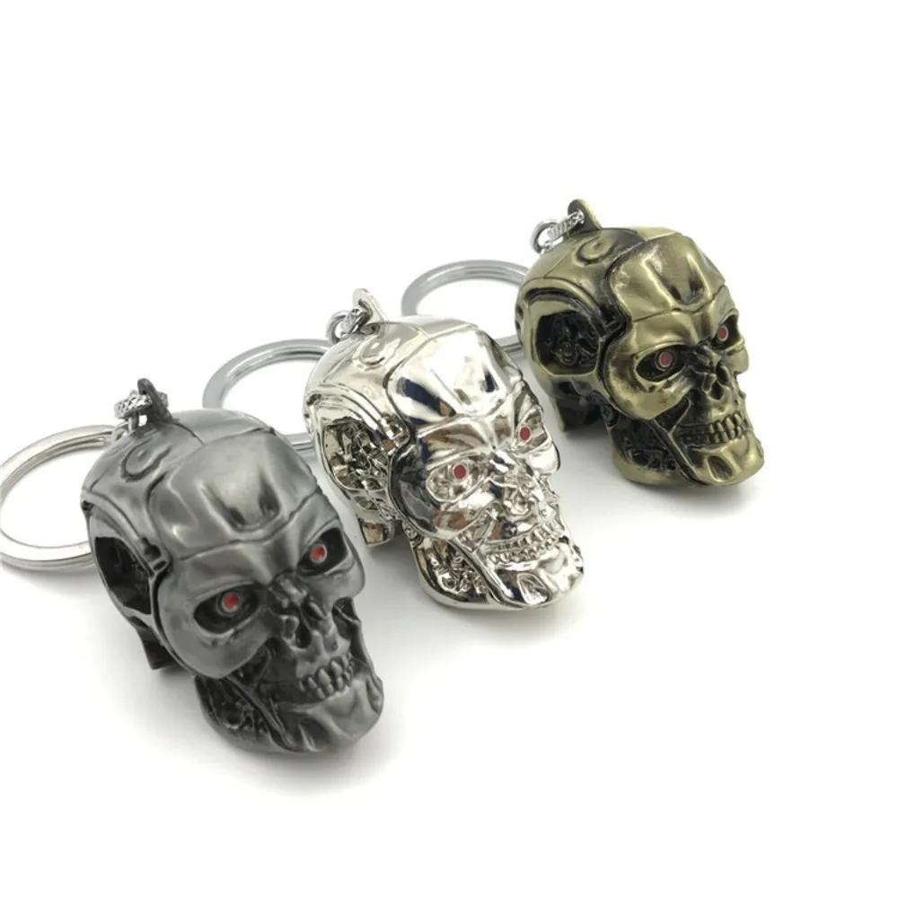 Creative Fashion Movie Merchandise Metal Skull Terminator Keychain for Men Punk Style Hip Hop Rock Key Rings Model Accessory