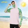 Men's Casual Outdoor Hooded Long Sleeve Sun Protection Shirt Tie Dye Print Lightweight Breathable Quick Dry Fabric