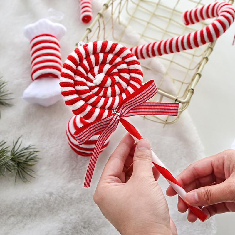 Şeker Noel Süsleri, Kırmızı ve Beyaz Şeker Kamışı Noel Kolye Uçları Lolipop Asılı Süsler Noel Ağacı Parti Dekorasyonu İçin