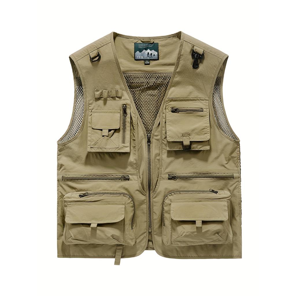Men's Summer Casual Travels Vests with Multi Pockets, Comfy Breathable Tops for Fishing, Climbing