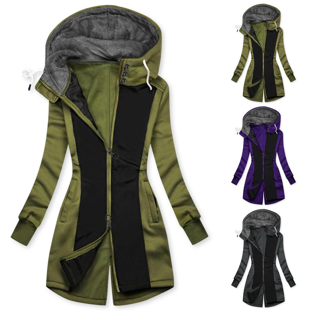 European & American Autumn/Winter Women's Hooded Fleece Sweatshirt Coat
