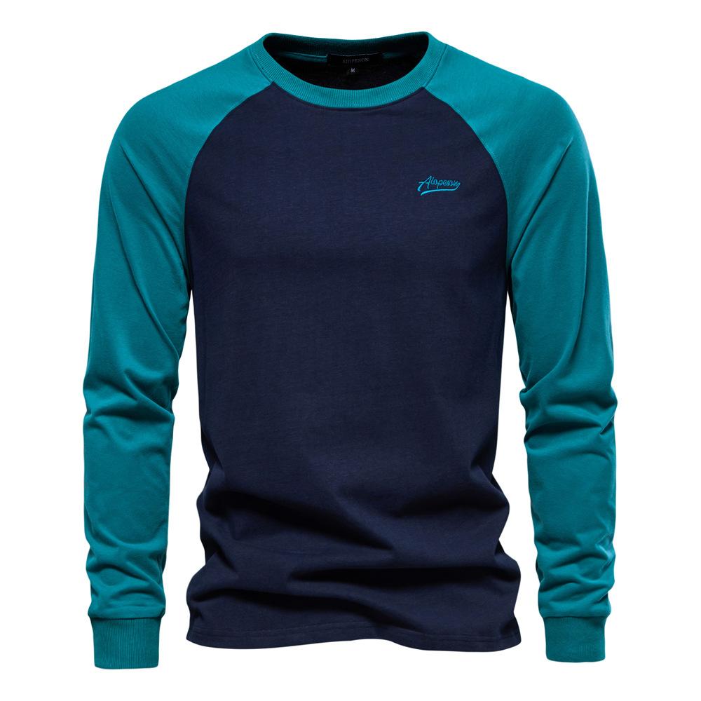 Raglan Sleeve Men's Bottoming Shirt Long Sleeve Splicing T-shirt Men's Casual Men's Cotton T-shirt