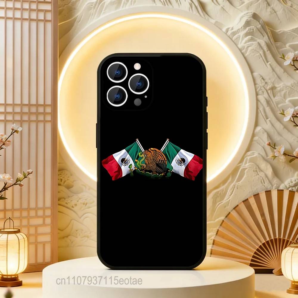 

Mexico National Emblem Flag Phone Case For iPhone 17,16,15,14,13,12,11,Pro,Max,Plus,E,Air,Mini Protective Black Cover iPhone13PROMAX