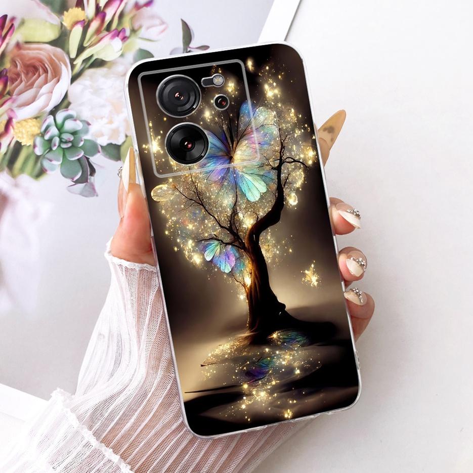 For Xiaomi Mi 13T Pro 5G Case Luxury Butterfly Tree Painted Cover Soft Silicone Phone Case For Xiaomi 13T Pro Mi13T Pro 5G Shell