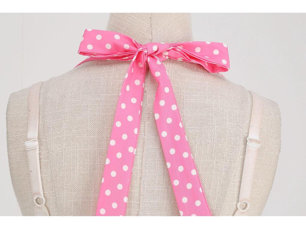 2023 Hot-Selling Barbie Pink Polka Dot Halterneck Ruched Swing Dress