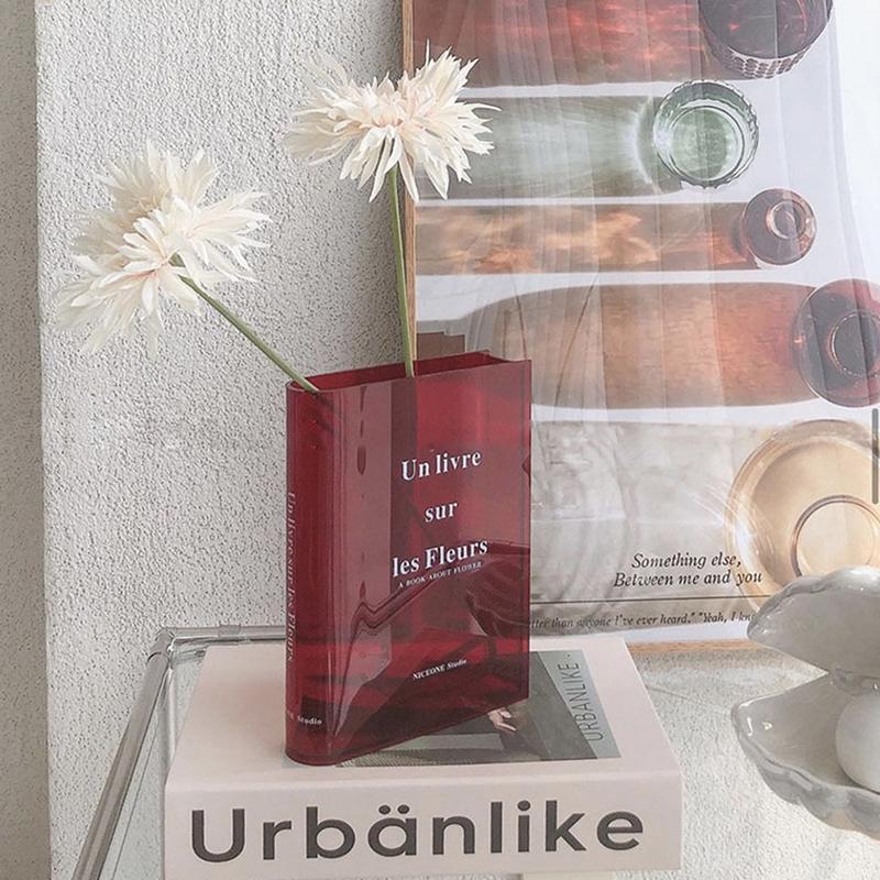 

Book Transparent Acrylic Vase Clear Book Vase For Flowers Ins Vase Table Home Decoration Hydroponic Desktop Flower Arrangement