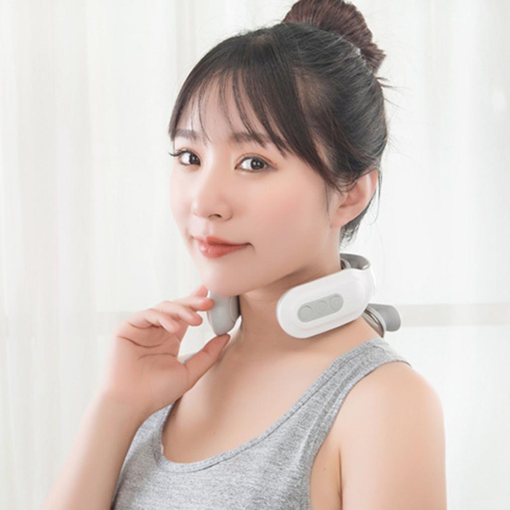 4-Head Cervical Spine Massager Strength Adjustment USB Rechargeable Intelligent Pulse Heating Neck
