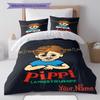 Pippi Longstocking Custom Name Pattern Bedding,Quilt Set Quilt Cover Pillowcase Home Birthday Gift(1 * duvet cover + 2 * pillowcase, without core)