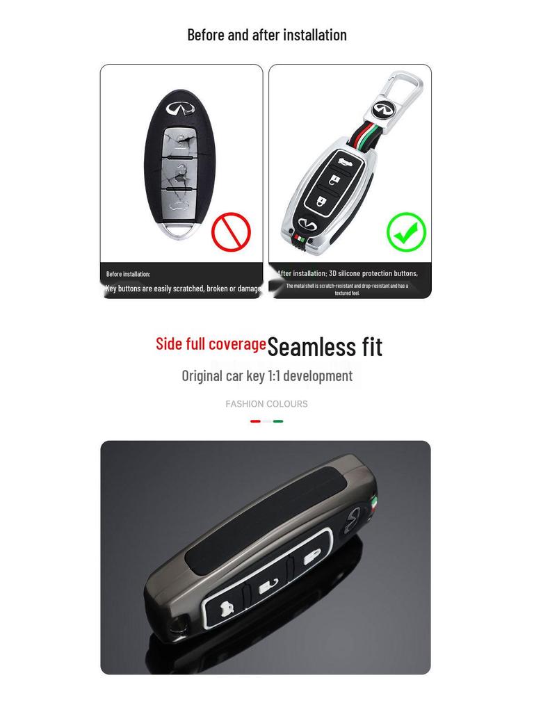 Infiniti Schlüsselhülle: Kompatibel mit Q50L, Q70, QX50, QX60, FX35 - Metallgehäuse & Schlüsseltasche