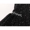 Girls' Tweed Little Sleeveless Vest Dress Autumn Winter New Baby Black Light Luxury Rhinestone Dress