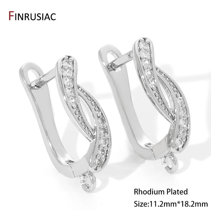 18K Gold Plated Zircon Shvenzy Earrings Making Supplies,Brass DIY Creative Basic Earwire Stitches Earring Hooks Accessories