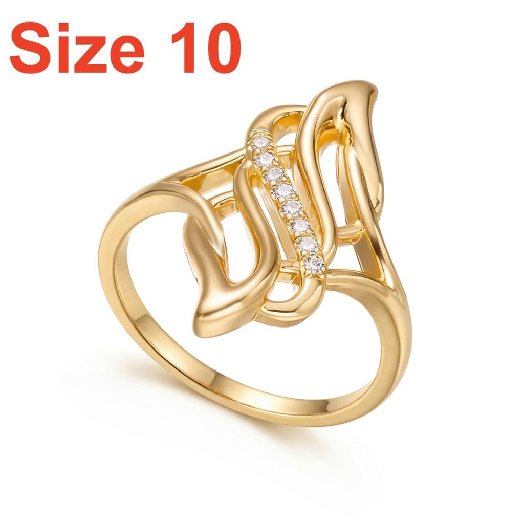 Creative Inlaid CZ Zircon Exaggerated Curve Wrapped Finger Rings Fashion Dainty Hollow Ice Cream Shaped Ring Punk Party Zircon