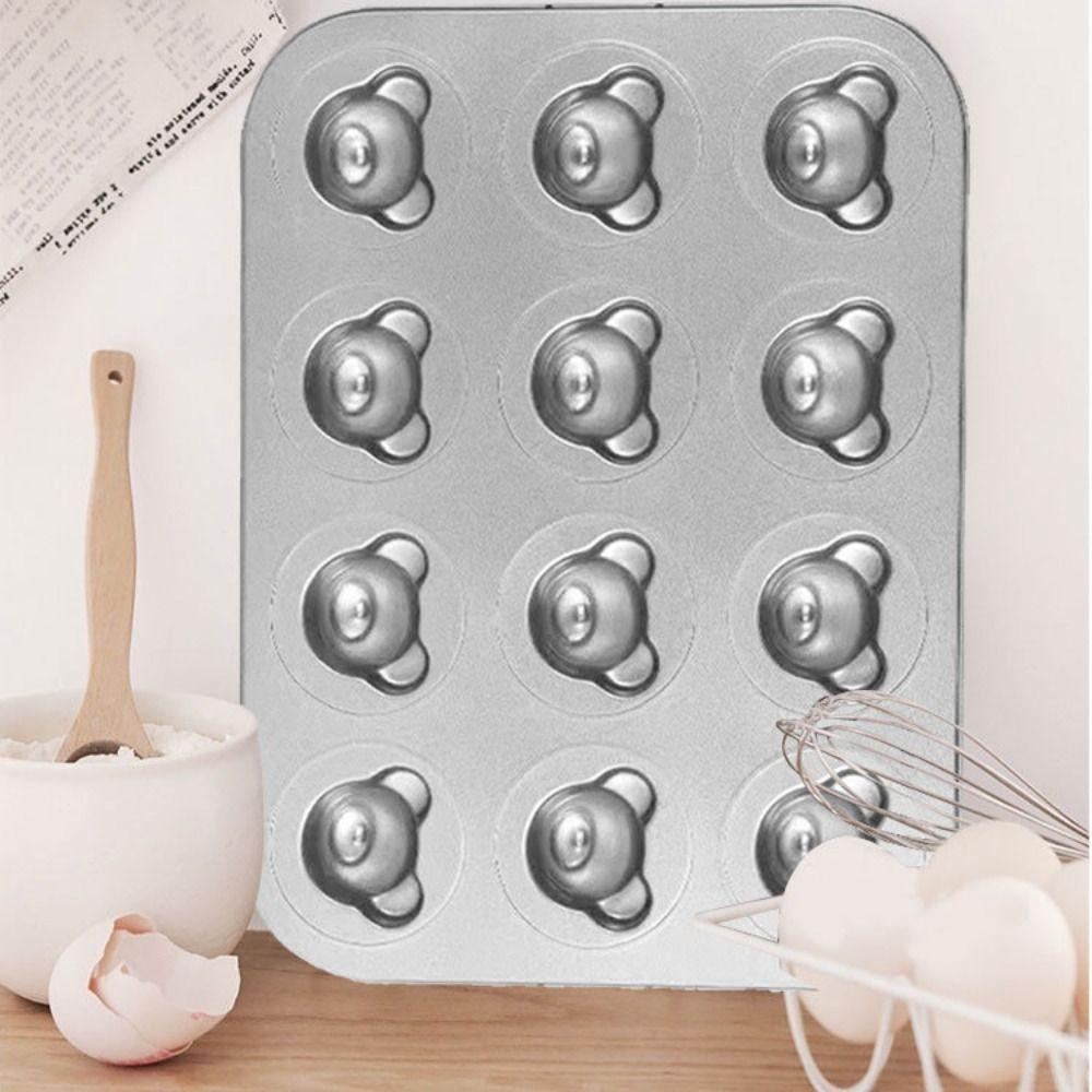12 Cavity Muffin Cakes Mold Cartoon Animal Shape Bear Madeline Baking Tray  Baking Supplies