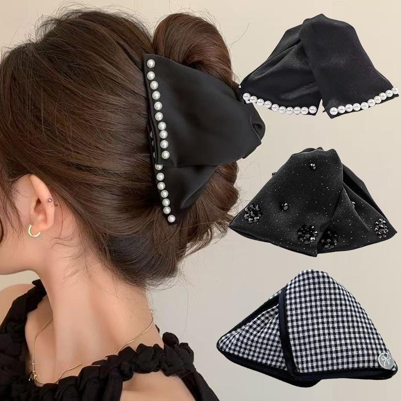 Large Rhinestones Bow Hair Claw Crab Elegant Pearls Hairpins Women Girls Sweet Hair Ornament Hair Clips Fashion Hair Accessories