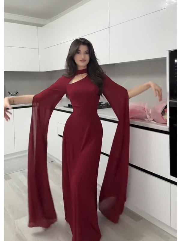 

Женское однотонное платье с рукавами-колпачками для работы, 2025 S