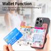 1Pc Flower Painted Phone Case Card Holder With PU Leather Back Sticker Card Bag Portable Adhesive Universal Zipper Wallet Deskto