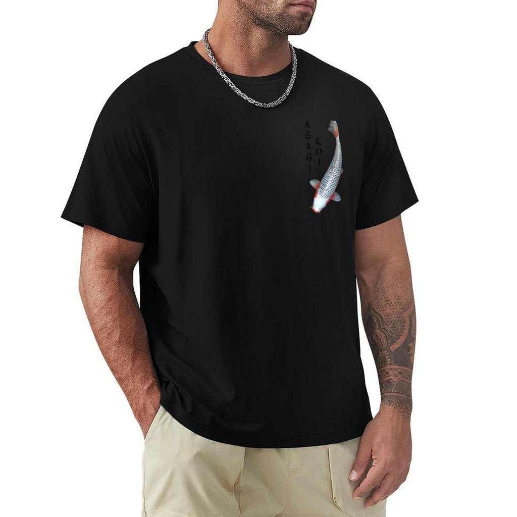 Koi Fish Asagi Variety Small With Black Text Left Tshirt Basic Comfort Fit Tshirt For Unisex