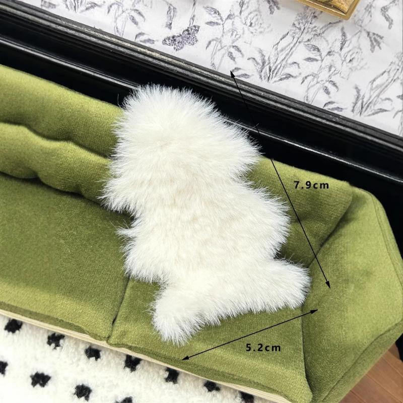 1/12 Dollhouse Imitation Sheepskin Plush Rug Model Dollhouse Bedroom Living Room Floor Mat Decoration Doll House Accessories