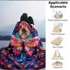 1pc Butterfly Garden Lightweight Flannel Blanket, Comfortable and Warm Blanket, for Office and Camping Sofa Bed174
