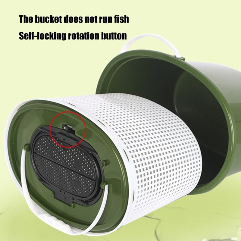 Carps Fishing Bucket Breathable Meshes Live Fish Box With Separate Handle Double Layers Permeable Grid Live Fish Bucket