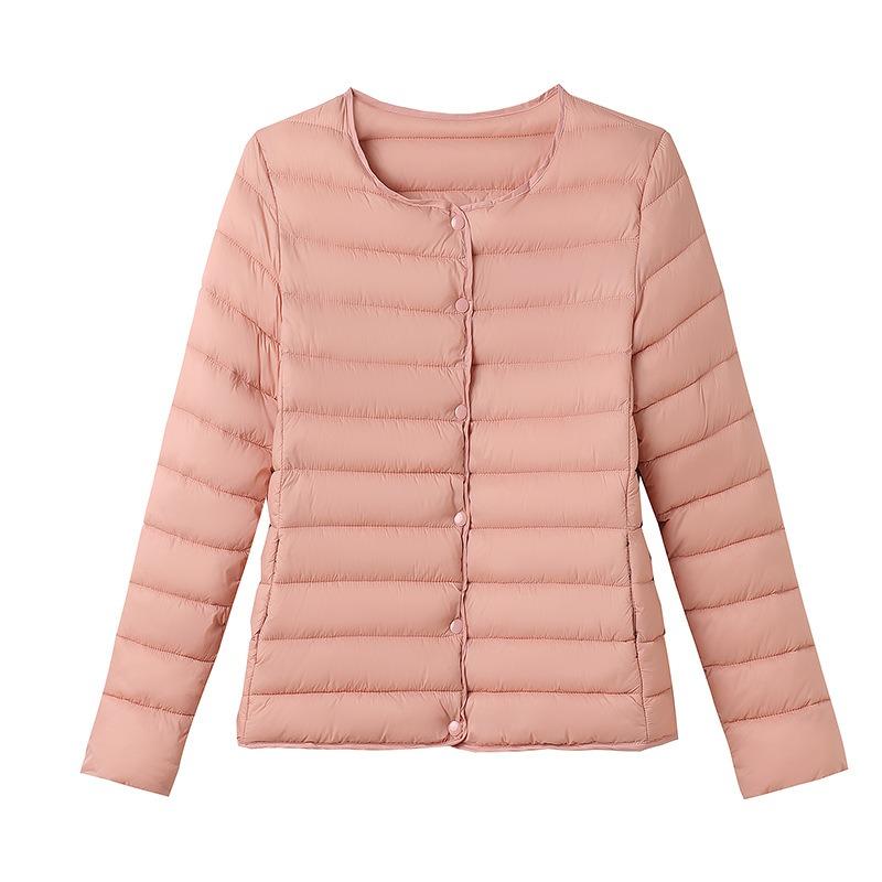 Padded Clothes Women's Light and Short Winter New Down Padded Clothes Fashion Round Neck Slim Liner Warm Padded Jacket