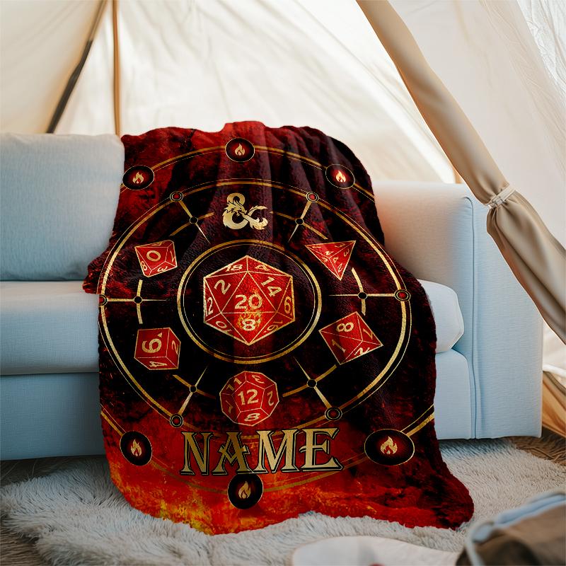 Personalized Custom Name Blanket - Dungeons & Dragons Print Design,Blanket for Sofa,Bed,Travel,Camping - Soft and Warm, Great Gift