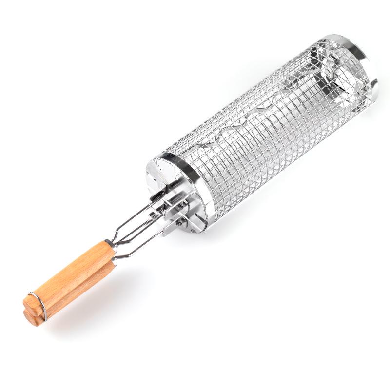 Classic Stainless Steel Round BBQ Grill Cage and Rolling Smoker