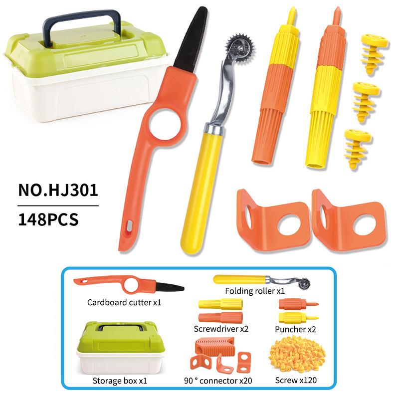 

148PCS Cardboard DIY Screw Nut Set Kids Educational Puzzle Disassembly Assembly Kit with Storage Box STEM Building kit