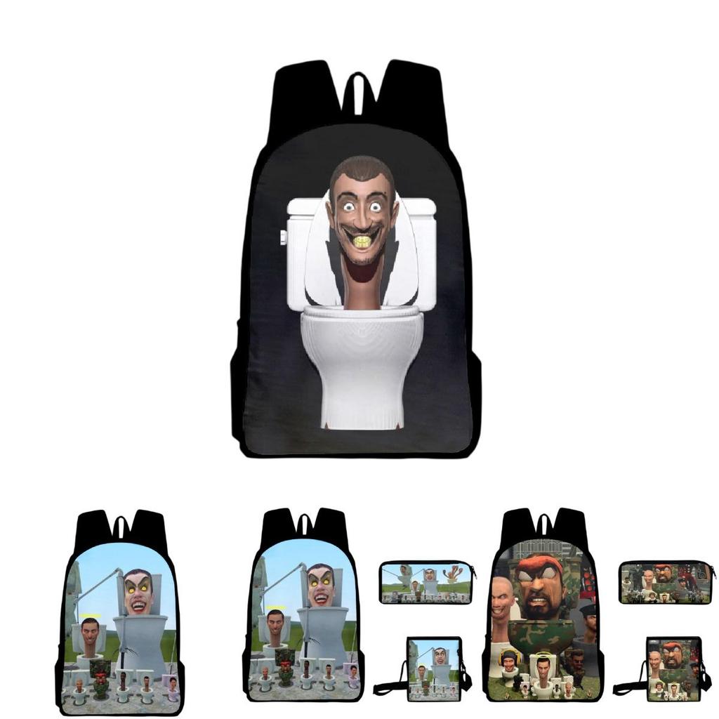 Skibidi Toilet Prank Backpack Set Fun And Versatile, Multiple Colors And Sizes Available, Suitable For All Genders