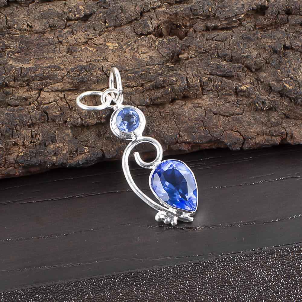 

Ювелирные изделия с танзанитом, кулон из стерлингового серебра 925 пробы, радостный серебряный женский кулон, украшения ручной работы для интуиции, подарки для бабушки 1.03 Inches синий