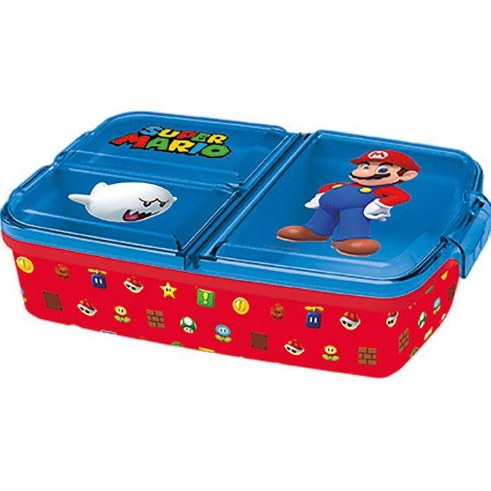 Boîte à goûter - Super Mario - Multi-compartiments - Plastique sans BPA - Dimensions 19,5x16,5x6,7 cm - Enfant